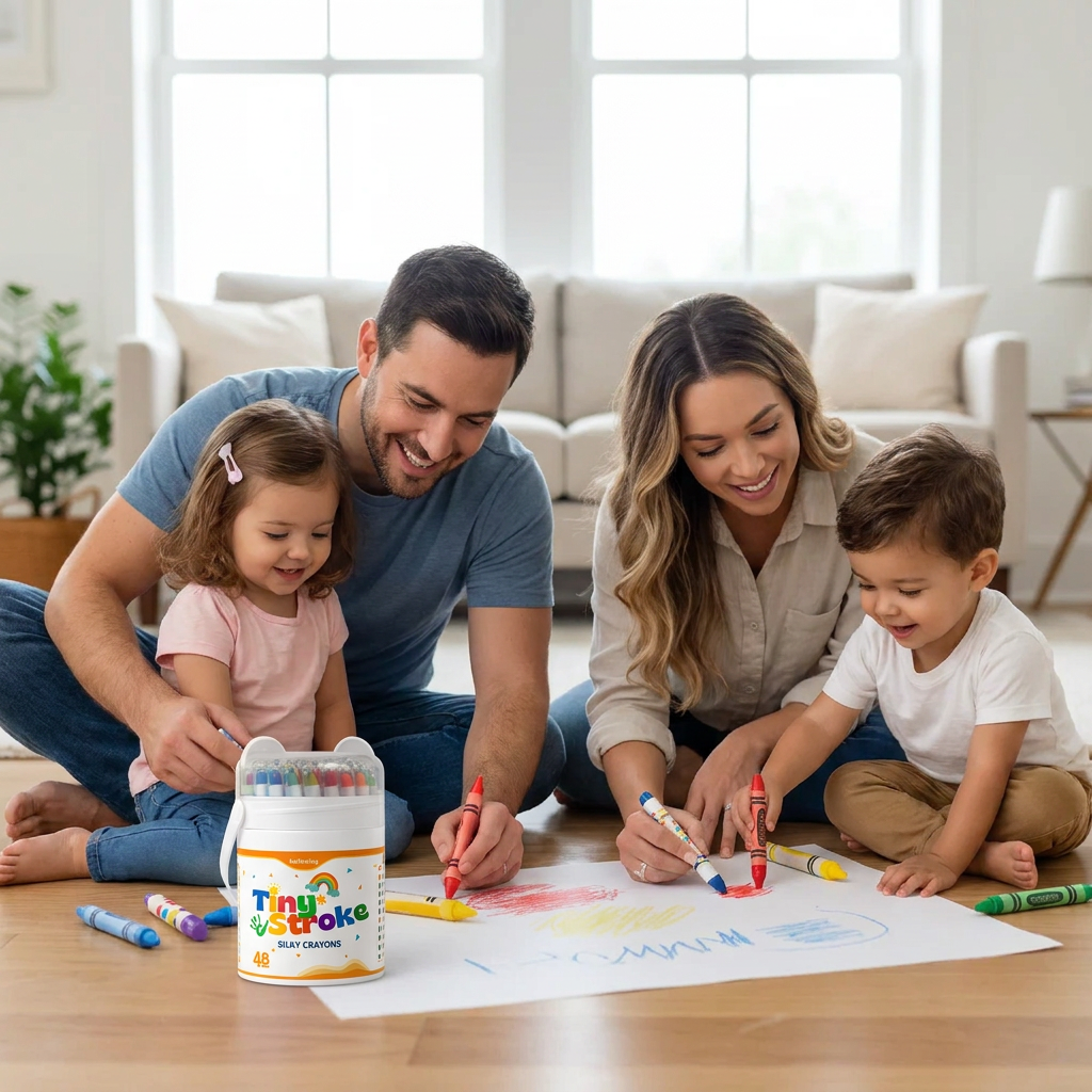 Kid coloring with TinyStroke crayons
