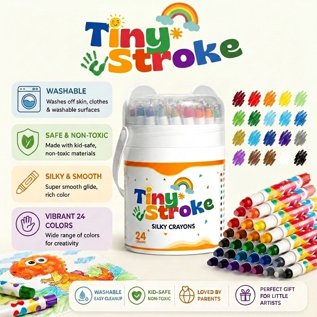 24-color washable twist-up crayon set shown as one of the available color configurations