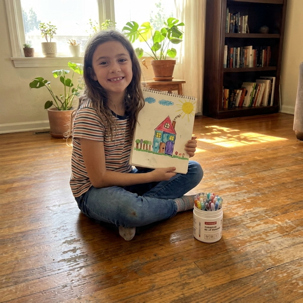 Kid coloring with TinyStroke crayons