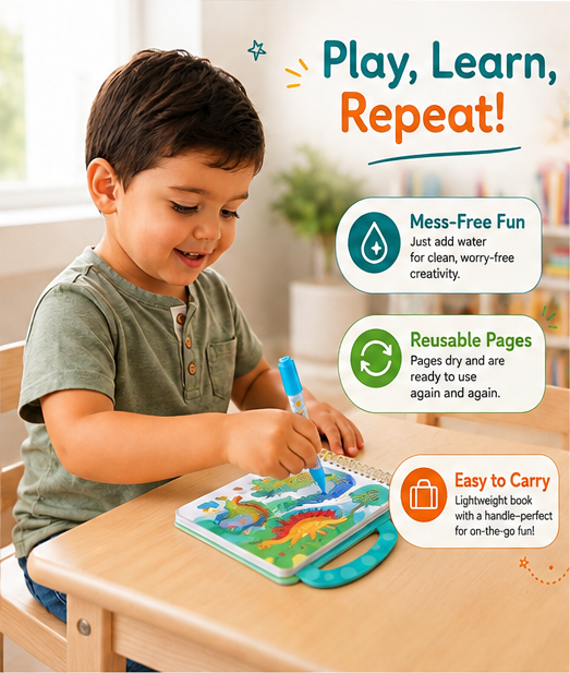 Mess-Free Water Reveal Coloring Book